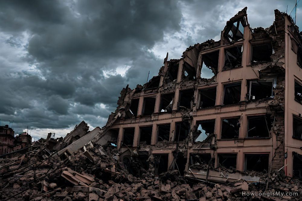 destroyed building in Urkaine war 2023