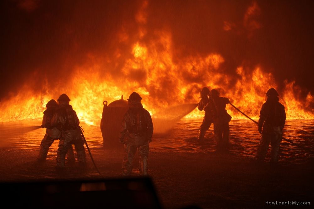 firefighters fighting the aftermath fire