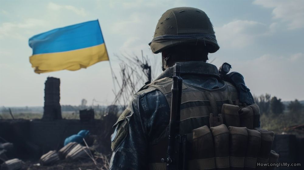 soldier with Ukranian flag